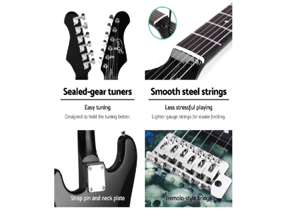 Alpha String Music Instruments Alpha Electric Guitar And AMP Music String Instrument Rock Blue Carry ...