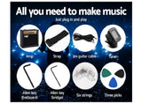 Alpha Electric Guitar And AMP Music String Instrument Rock Blue Carry Bag Steel String - TheITmart