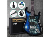 Alpha Electric Guitar And AMP Music String Instrument Rock Blue Carry Bag Steel String - TheITmart