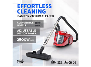 Devanti 2800W Bagless Cyclone Cyclonic Vacuum Cleaner - Red - TheITmart