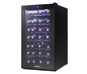 Wine Cooler 28 Bottles Glass Door Beverage Cooler Thermoelectric Fridge Black - TheITmart