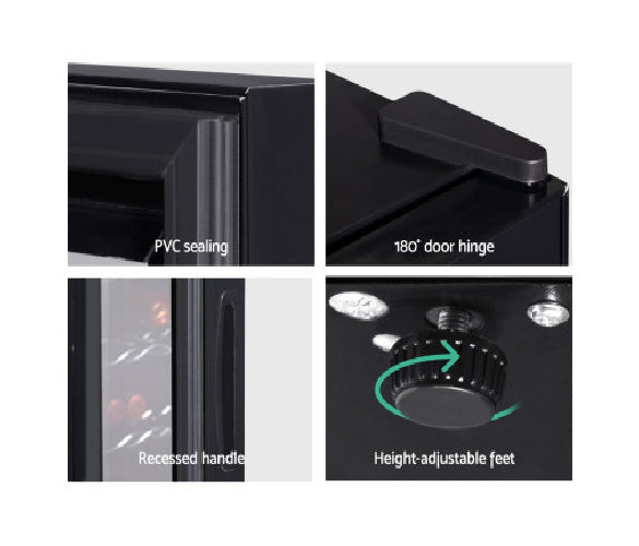 Wine Cooler 28 Bottles Glass Door Beverage Cooler Thermoelectric Fridge Black - TheITmart