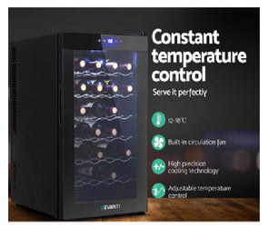 Wine Cooler 28 Bottles Glass Door Beverage Cooler Thermoelectric Fridge Black - TheITmart