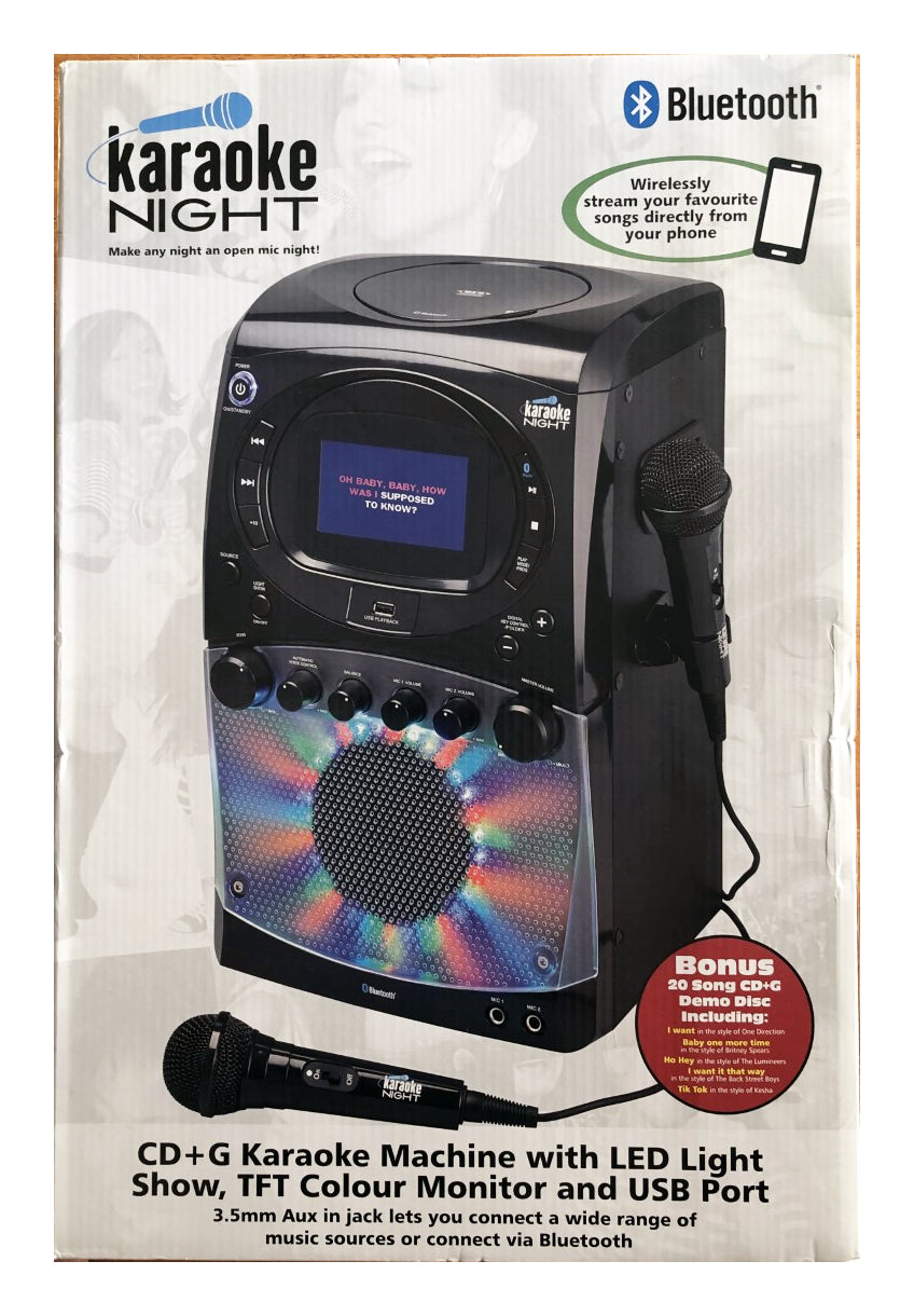 CD+G Karaoke Machine with LED Light Show, TFT Colour Monitor and USB Port - TheITmart