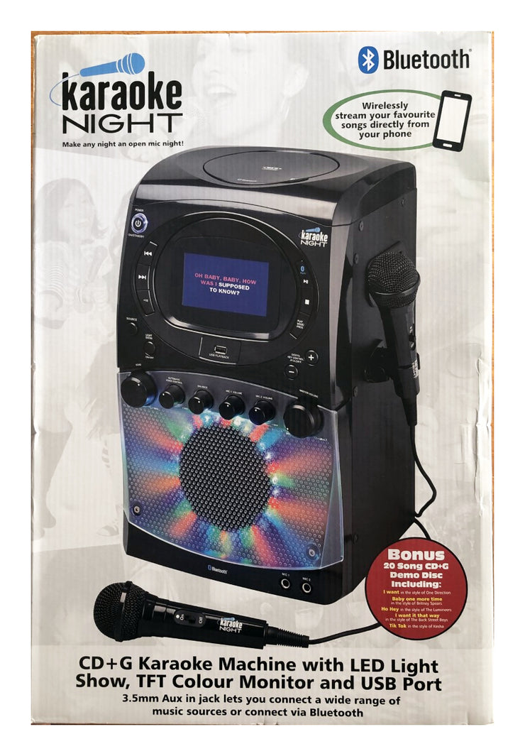 CD+G Karaoke Machine with LED Light Show, TFT Colour Monitor and USB Port