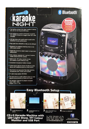 CD+G Karaoke Machine with LED Light Show, TFT Colour Monitor and USB Port