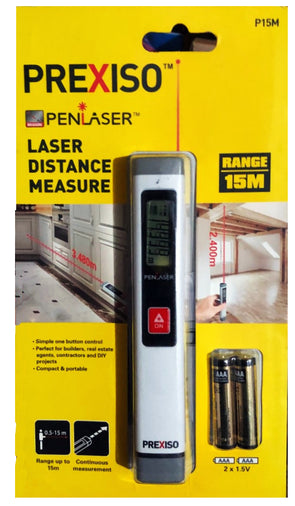 Prexiso P15M Penlaser Laser Distance Measure up to 15m/Battery operated