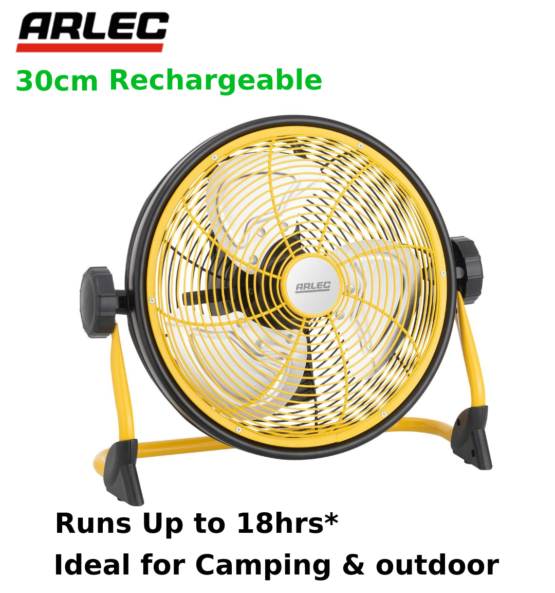 Arlec 30cm Rechargeable DC Floor Fan Outdoor Ideal for Camping Caravan & outdoors