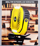 Arlec Rechargeable Fan & LED Light with Clamp for Outdoors & Worksites Magnetic Base