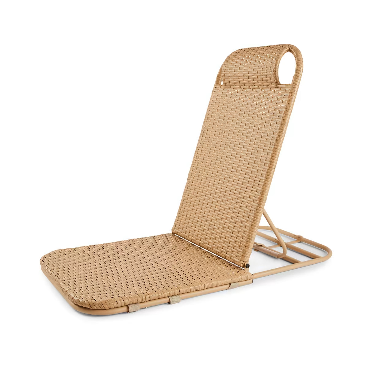 Beach Lounger Rattan Look Foldable Multiple Adjustable positions - Brown