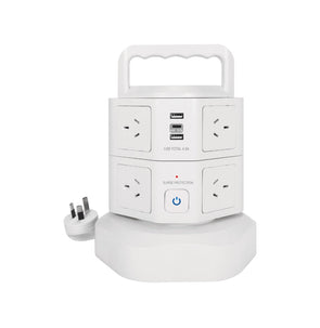 Click 8 Outlet Tower Powerboard/3A USB-C Charging Port