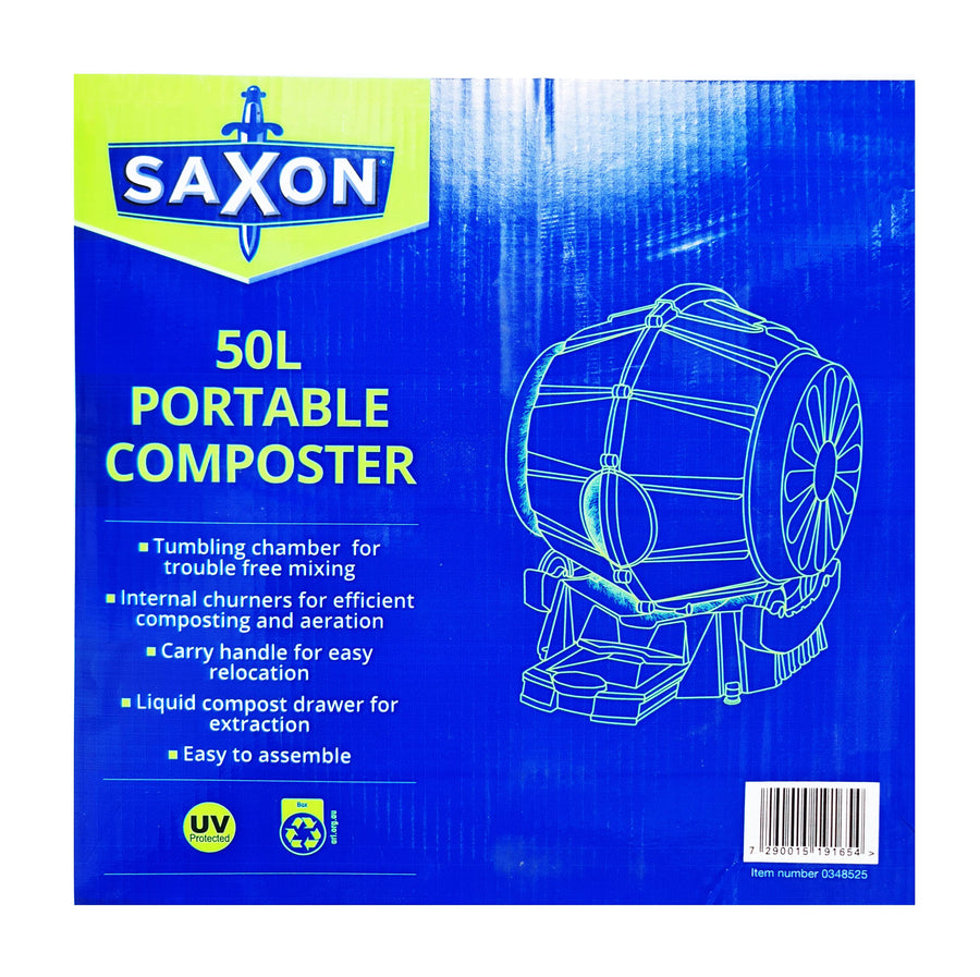 Saxon 50L Portable Composter with Tumbling Chamber/Internal Churners TheITmart