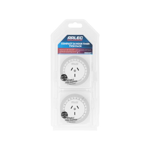Arlec Compact 24 Hour Timer Twin Pack - PC6272PK - TheITmart