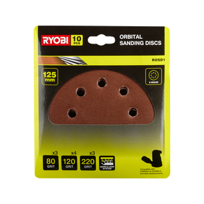 Ryobi 125mm Orbital Sanding Discs - 2 Pack/ For Models R18ROS-0 and ROS300-S