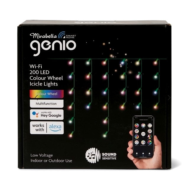 Mirabella Christmas Genio Wi-Fi 200 LED Colour Wheel Icicle Lights - Multi - TheITmart