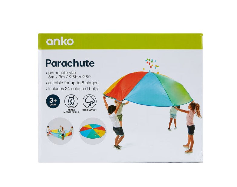 8 Players Parachute Game with 24 Coloured Balls/ Suitable for ages: 3+ years