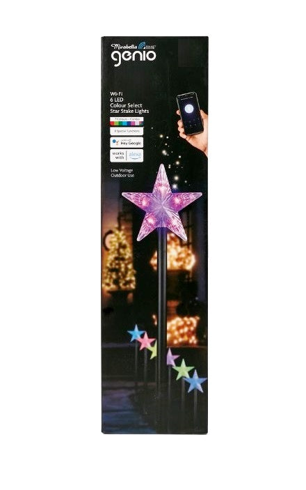 Mirabella Christmas Genio Wi-Fi 6 LED Star Garden Stake Light - 7 Colours