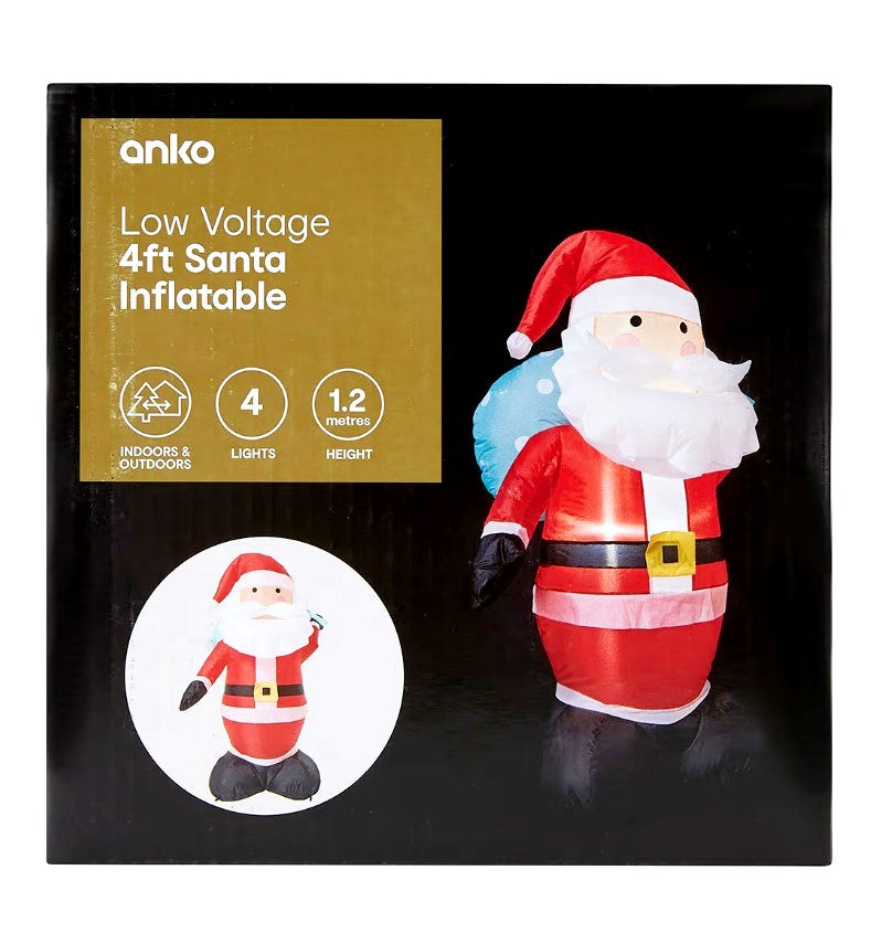 Anko Festive 4ft Low Voltage Inflatable Santa/Indoor & Outdoor - TheITmart