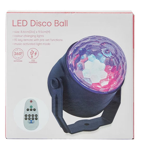 Anko Remote Control LED Disco Ball with 360Deg Rotation