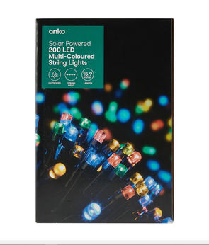Solar Powered 200 LED String Lights - White or Multi-Colour