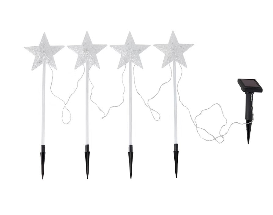 Anko 45cm Solar Powered 4 Star Stake Lights 40 LEDs Outdoor - TheITmart