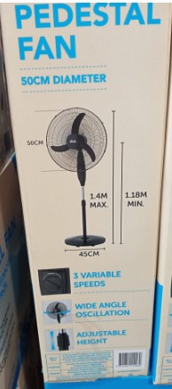 Click 50cm Black Pedestal Fan - APF5022BK/Fixed & Oscillation Function