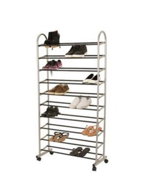 All Set 10 Tier Shoe Rack with Wheels