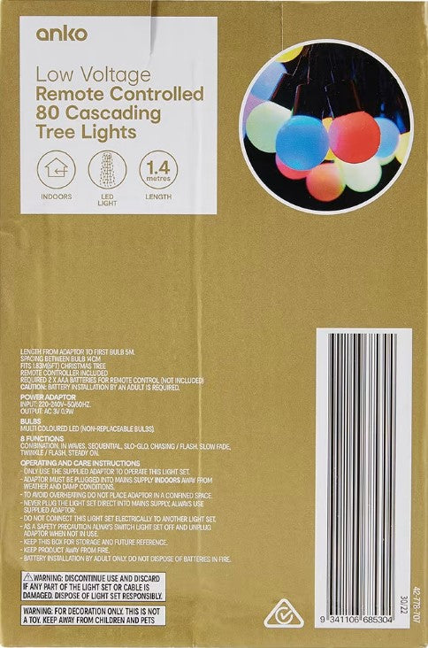 Low Voltage Remote Controlled 80 Cascading Tree Lights - TheITmart
