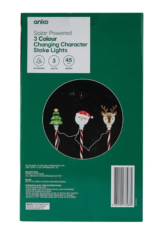 Solar Powered Colour Changing Character Stake Lights 3 Pack