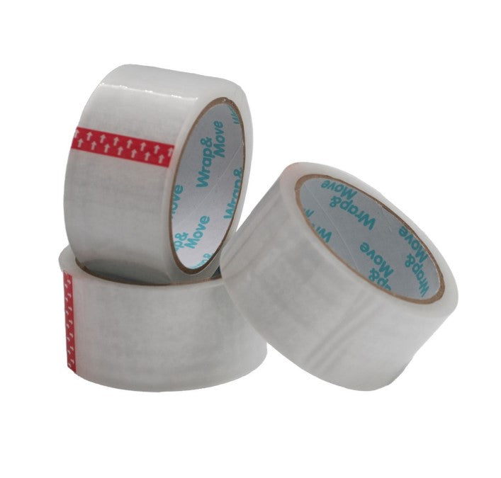 Wrap & Move 48mm x 50m 45um Clear Packing Tape - 3 Pack