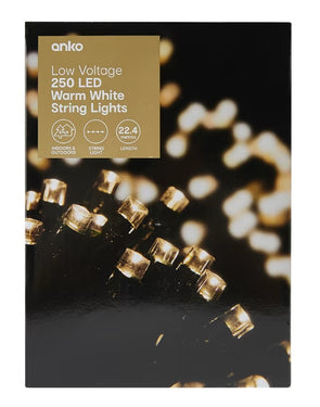 Low Voltage 250 LED Warm White String Lights / 8 Functions / Indoor Or Outdoor