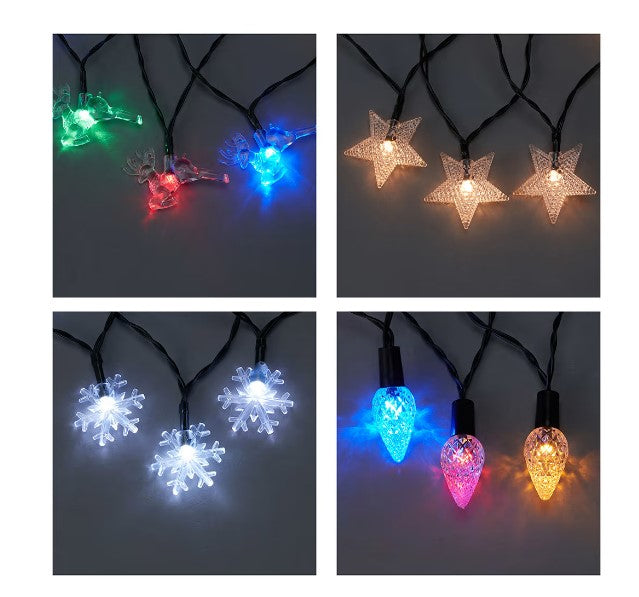 Solar Powered 24 LED Novelty Multi-Coloured/White String Lights - Assorted - TheITmart