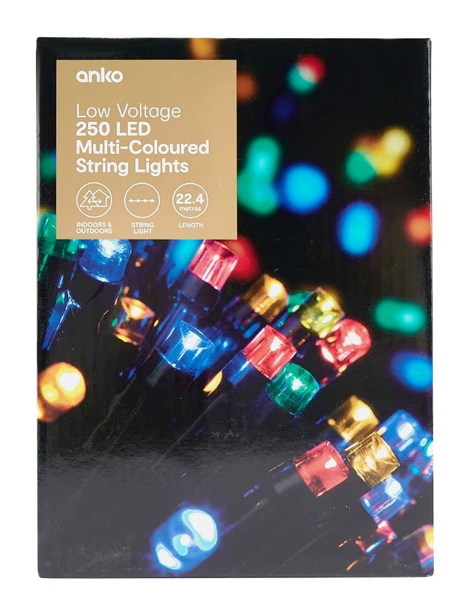 Low Voltage 250 LED Multi-Functional Coloured String Lights / 8 Functions / Indoor Or Outdoor