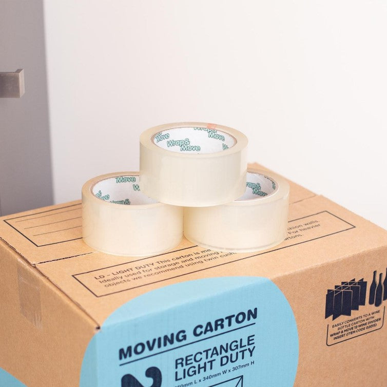 Wrap & Move 48mm x 50m 45um Clear Packing Tape - 6 Pack