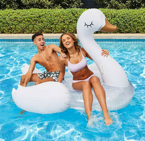 White Jumbo Swan Inflatable Pool Float - Size 135cm (H) x 168cm (W)