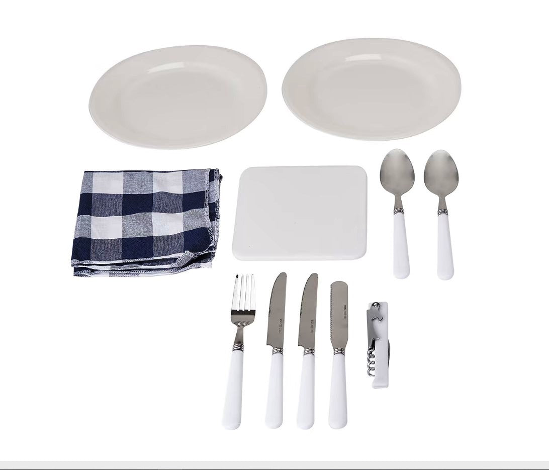 2 Person Picnic Set with Zip up Pouch / Ideal for Camping & Outdoor Trips - TheITmart