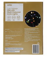Low Voltage 250 LED Multi-Coloured Icicle Lights / Overall Length 490cm - TheITmart