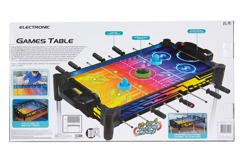 2-in-1 Electronic Arcade Games Table/Air Hockey & Football