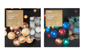 Low Voltage 70LED Pearl String Lights - Assorted*/Muticolour Or Warm-White