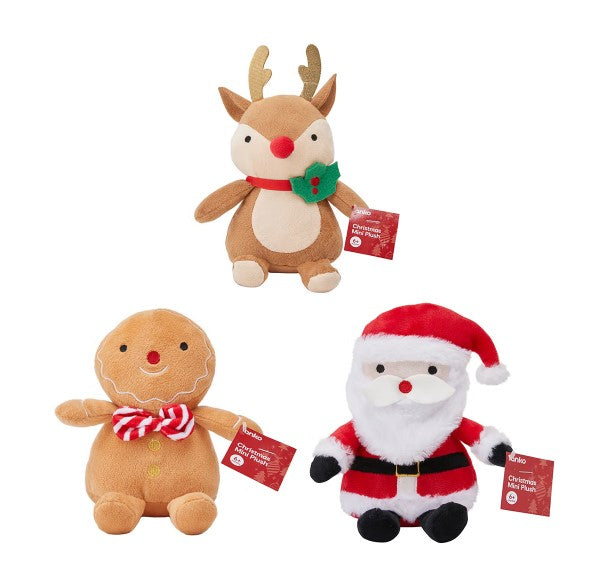 Christmas Mini Plush - 3 Pack/ Assorted/Suitable for Ages 6+ Months