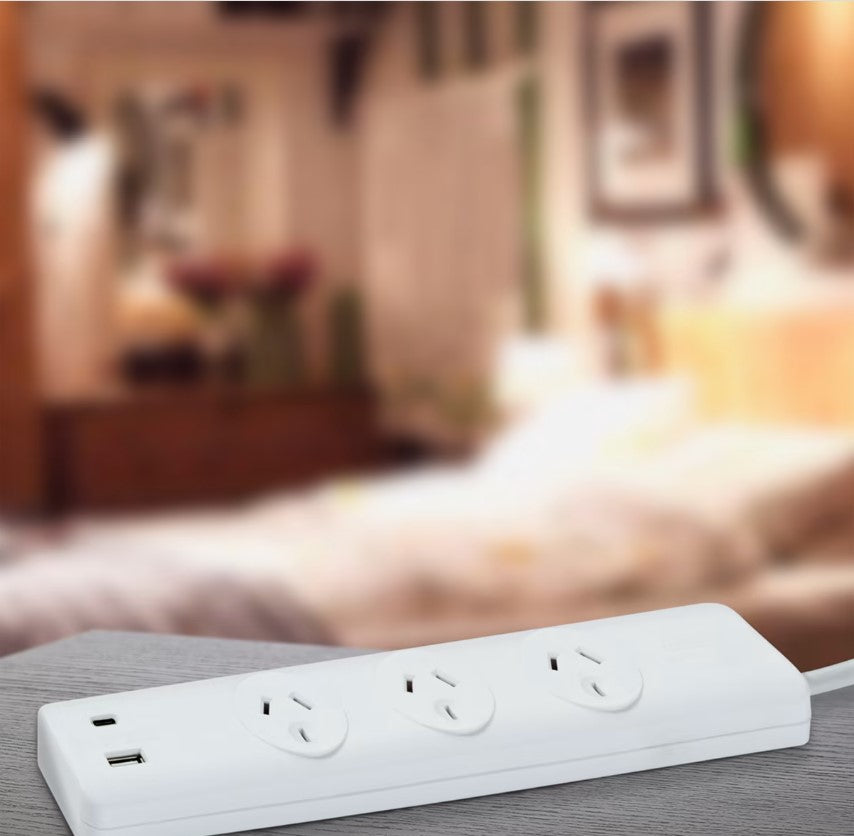 Arlec 3 Outlets 2 USB A&C Powerboard