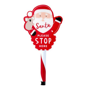 Solar Powered Santa Stop Here Stake