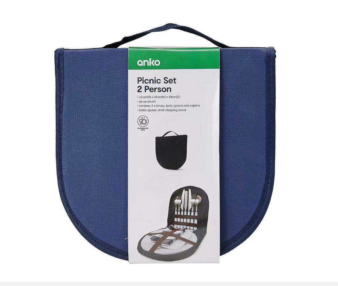 2 Person Picnic Set with Zip up Pouch / Ideal for Camping & Outdoor Trips - TheITmart