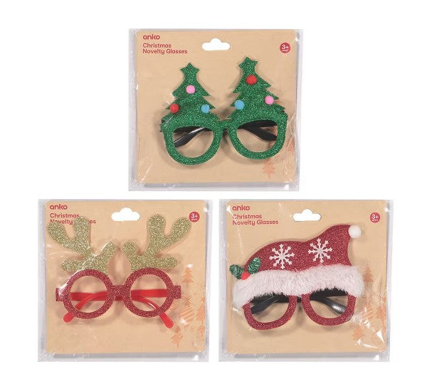 Christmas Novelty Glasses - Assorted/Suitable for Ages 3+ years
