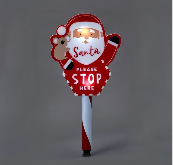 Solar Powered Santa Stop Here Stake - TheITmart