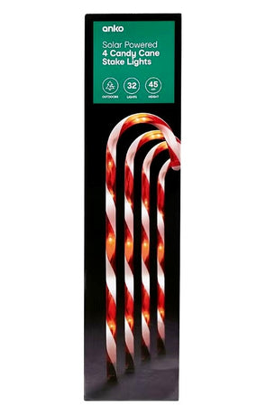 Anko Solar Powered 4 Candy Cane Stake Lights