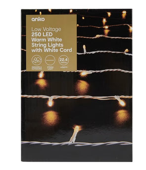 Low Voltage 250 LED Warm White String Lights with White Cord