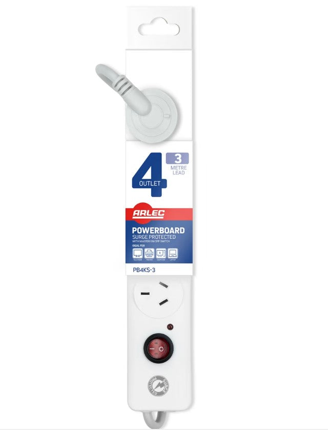 Arlec 4 Outlet Surge Protected Powerboard