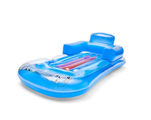 Inflatable Blue Delux Pool Air Mattress/150cm (Length)/Suitable for 14+ Years