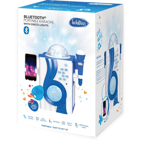 Techxtras Bluetooth Portable Karaoke With Disco Light - Blue